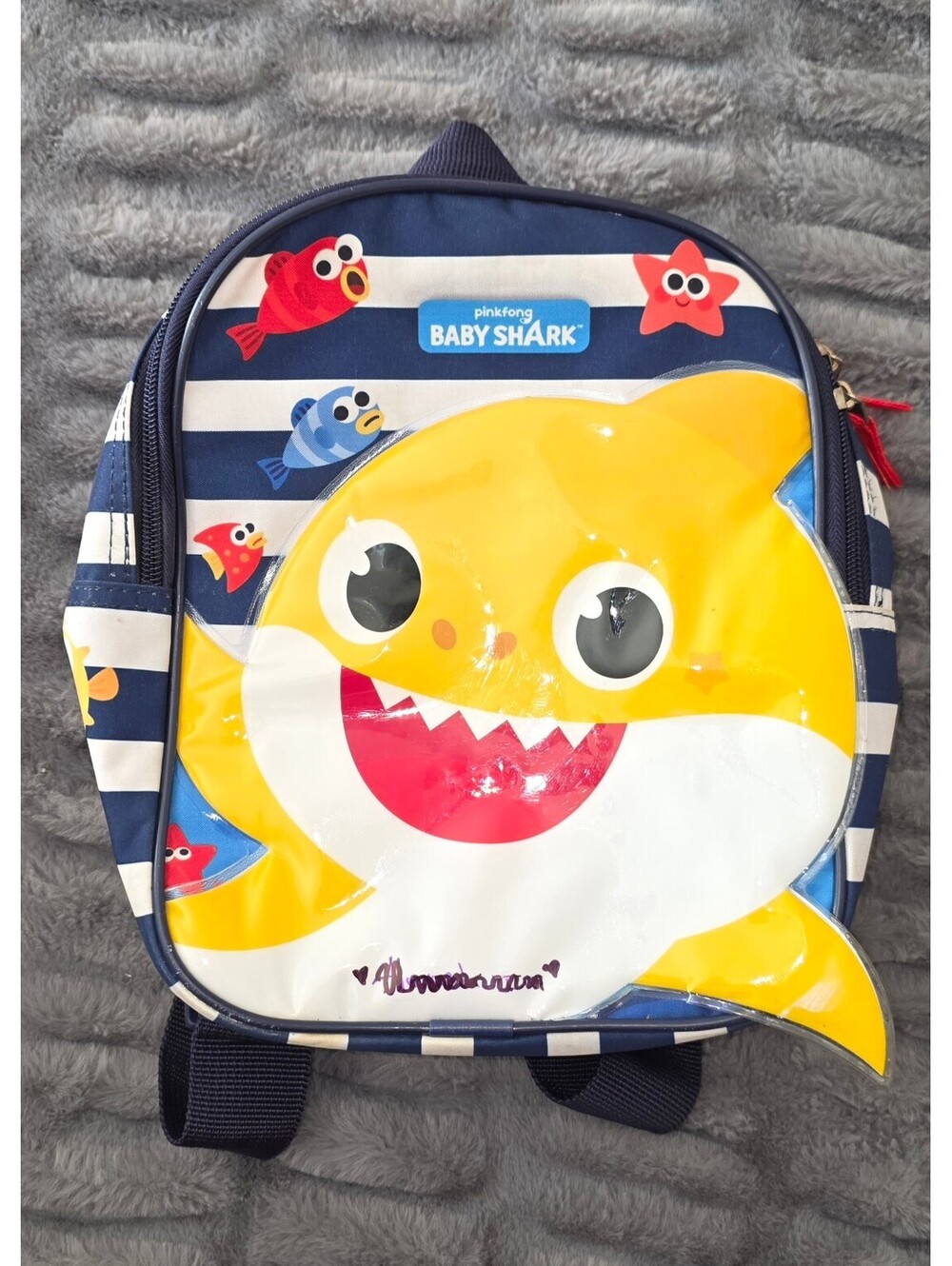 Baby Shark kids backpack blue striped